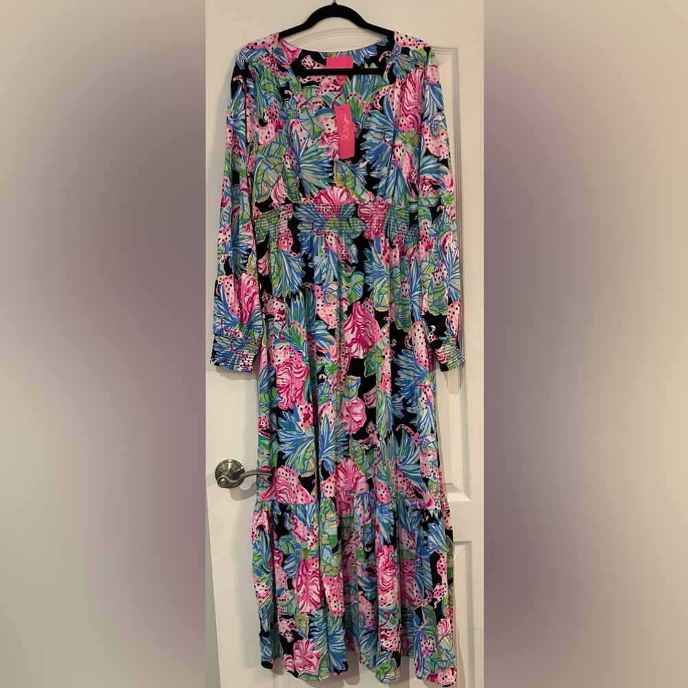 Mistral maxi dress in onyx jaguar jungle size XL